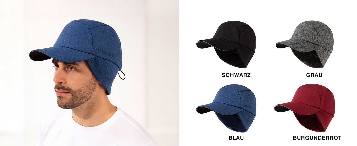 Водонепроникна шапка-базовка з відкидною козирком для бігу та зимових видів спорту, TOP-EX, L-XL, червона