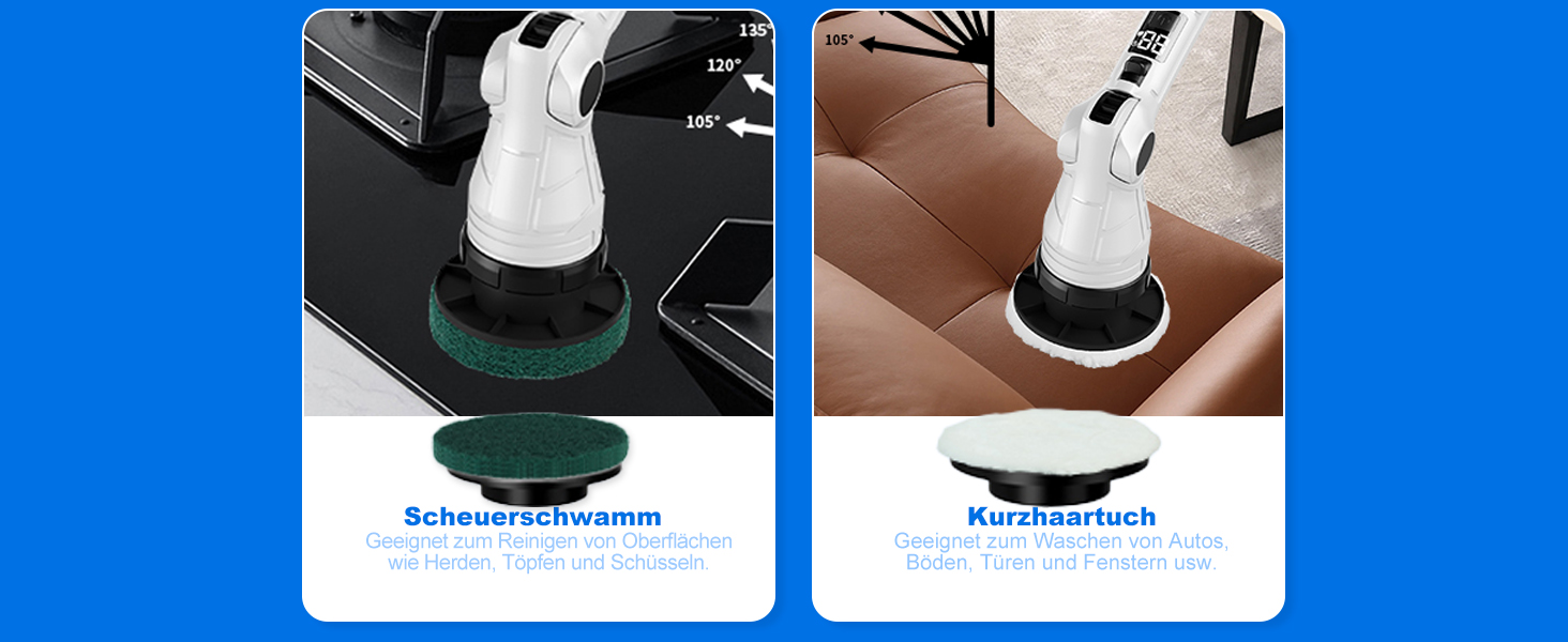 Електрична щітка для прибирання щілин, універсальна для ванної, кухні та авто. 8 насадок, регульована ручка, 3 швидкості. Набір з відром та шваброю