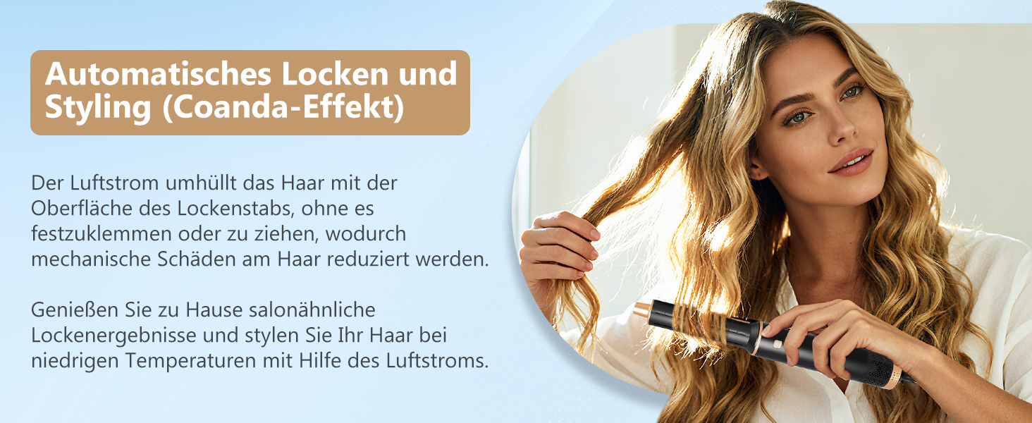 RUIZHI Airstyler 5 в 1: Фен-щітка для волосся з 5 насадками, 110000 обертів/хв, 3 температурні режими, для об'єму, локонів та випрямлення волосся