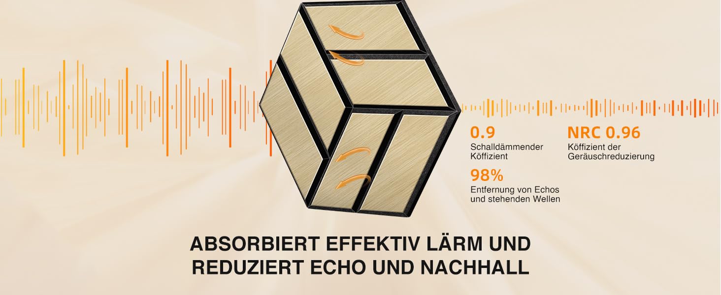 Акустичні 3D панелі JAMELO з натурального шпона дуба, самоклеючі гексагональні стінові панелі для декору стін та стелі, 30x15x1.2 см, 10 шт., натуральний колір