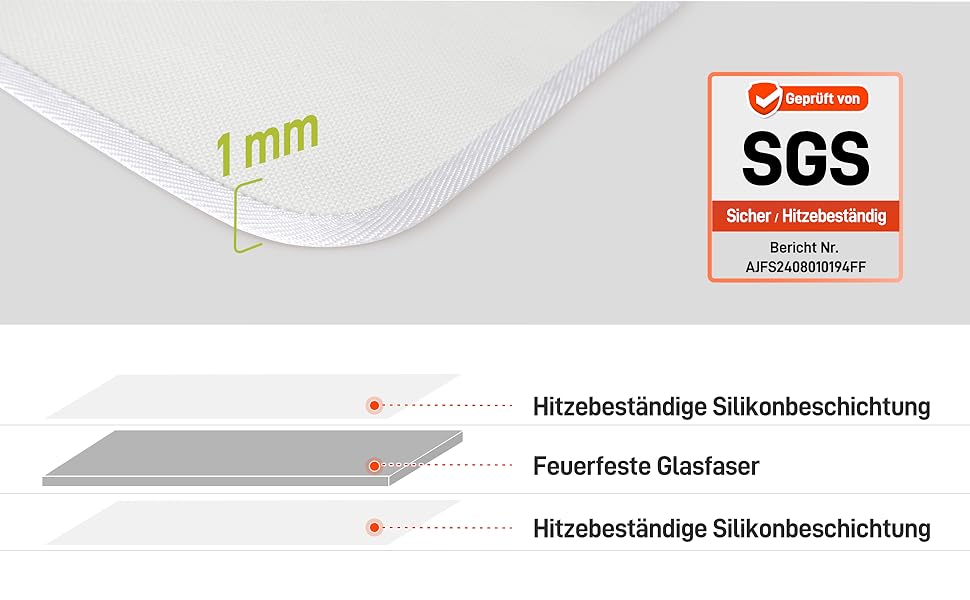 Термостійкий килимок 30 x 45 см - захист від нагріву для повітряної фритюрниці, стіл, робоча поверхня, масло- та водовідштовхувальний, легко миється, білий, 1 шт.