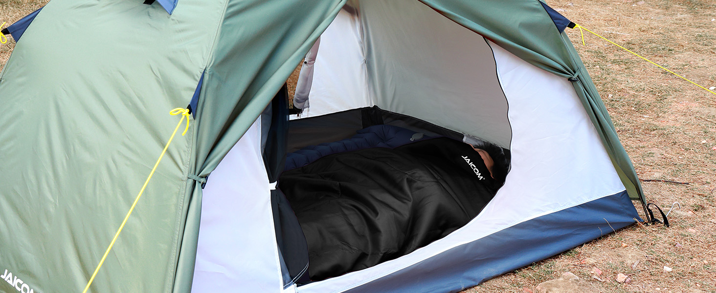 Легкий літній спальний мішок для кемпінгу та відпочинку на природі - для дорослих, туризму та відпочинку в приміщенні (зелений/чорний)