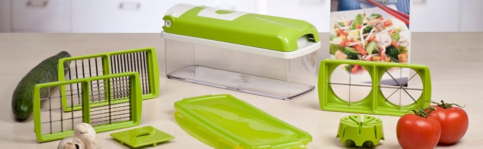 Genius Nicer Dicer Plus (18 частин) сапфірово-блакитного кольору - набір для нарізки овочів та фруктів (кубики, соломка, скибочки, смужки)