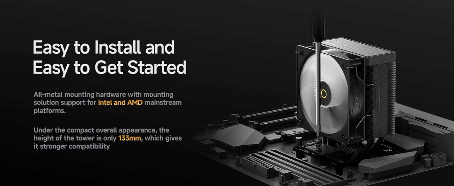 Кулер для CPU Gamma A40 BK - компактний, 100мм PWM вентилятор, 4 теплові трубки, сумісний з Intel LGA 115X/1200/1700/1851 & AMD AM4/AM5