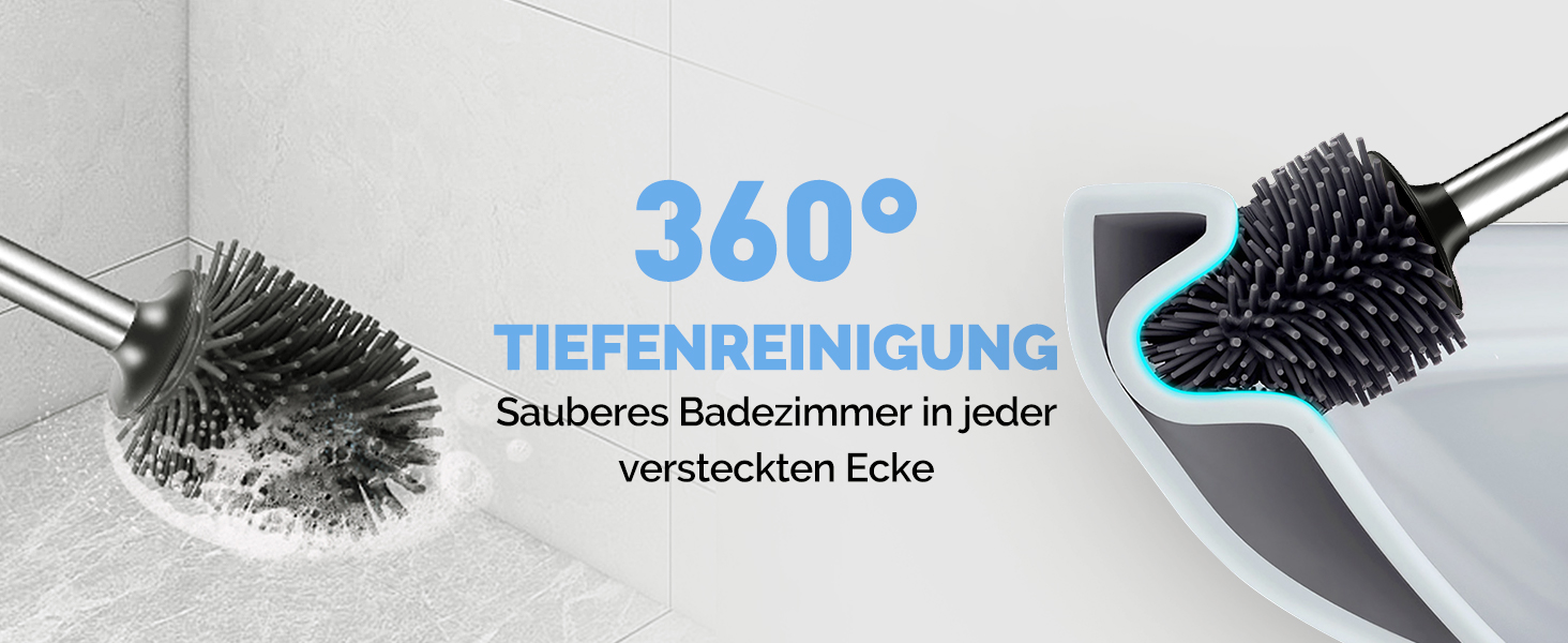 Набір для чищення унітазу Hamitor: щітка з силікону, тримач, очищувач для країв. 2 шт. (B-silver)