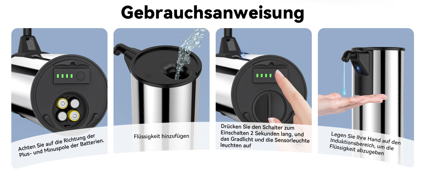 Автоматичний безконтактний диспенсер для мила з 4 рівнями налаштування, 400 мл, електричний, на батарейках, для встановлення на стільницю, з інфрачервоним сенсором (Бронза) (Батарейки)