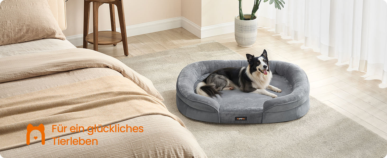 Крісло-ліжко для собак Feandrea, ортопедичне, велике, 106x76x18 см, водовідштовхувальне, знімний чохол, сіре