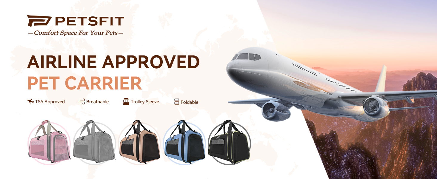 Транспортна переноска для котів та маленьких собак Petsfit, легка сумка-переноска для собак та котів, підходить для подорожей літаком, з ременем безпеки та розширеним килимком, S/Khaki