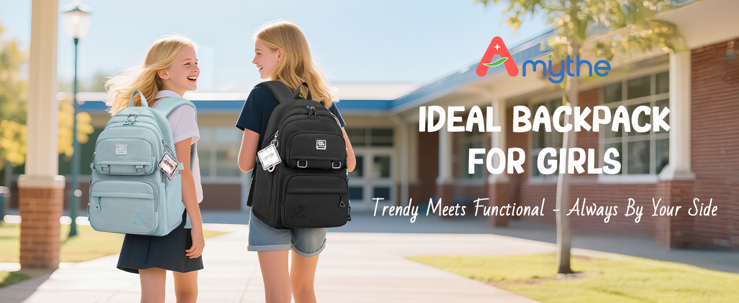 Шкільний рюкзак для дівчаток-підлітків: стильний та водонепроникний, 3-9 клас, для школи та подорожей, блакитний (8529)