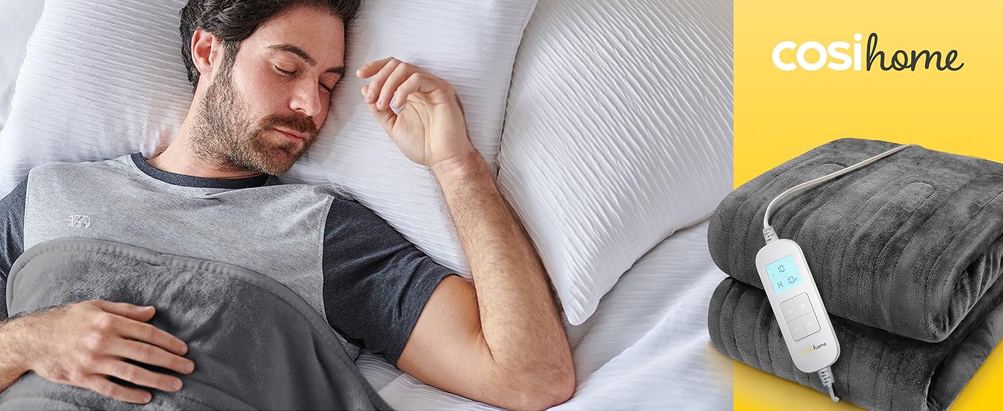 Електрична ковдра Cosi Home 180x130 см з підігрівом, таймером, захистом від перегріву та 10 рівнями нагріву - сіра