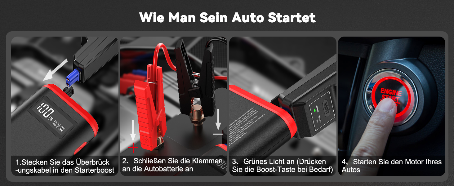 Powerbank для авто GREPRO Starthilfe: запуск 10L бензину/8L дизеля, LCD, LED ліхтарик