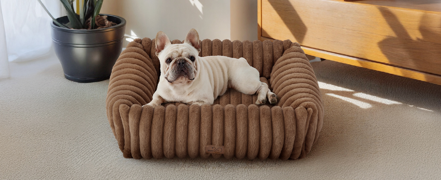 BEDSURE Лежанка для собак великих порід - ортопедична лежанка для собак 91x68x20 см з м'яким флісовим покриттям, ковзаюча лежанка з високим бортиком сірого кольору L 91 x W 68 x H 20 см