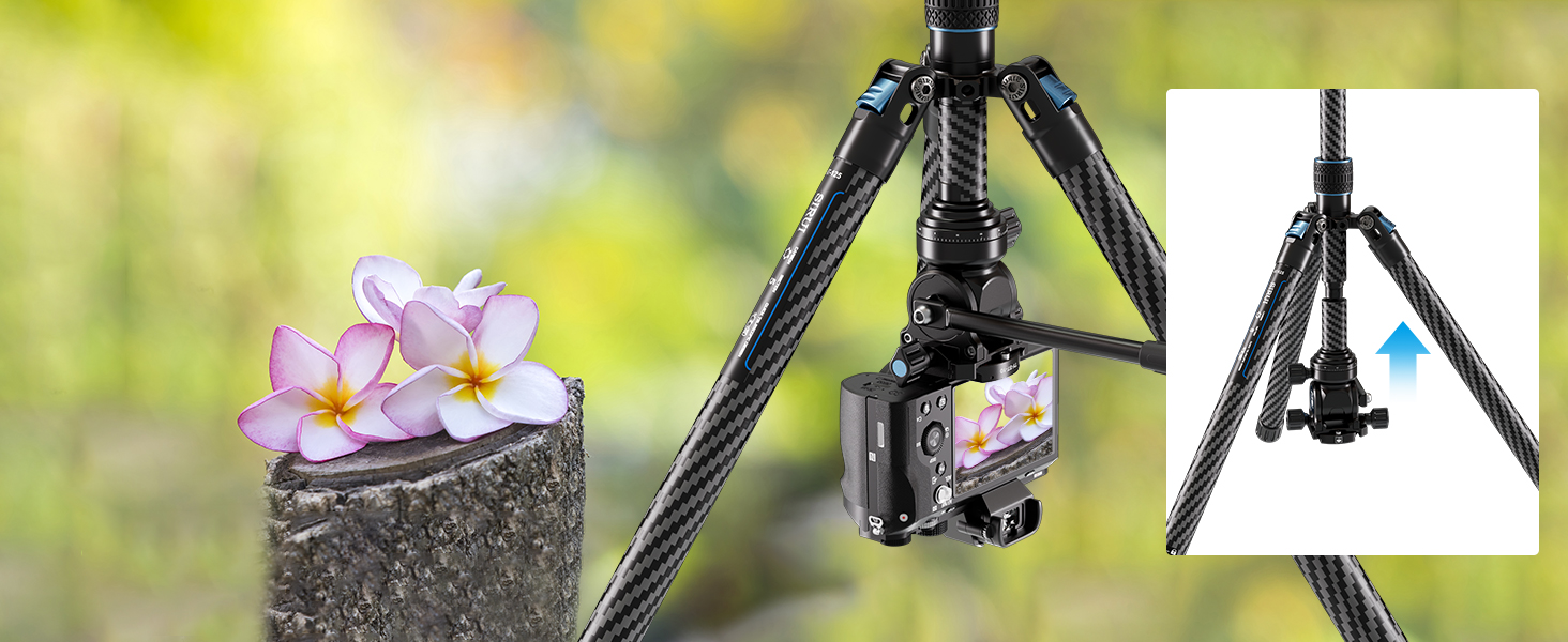 Штатив SIRUI Traveler X Carbon з Fluid-головкою та Quick-Twist системою для Arca Swiss, Ultraleichtes Reisestativ для DSLR/Відеозйомки, реверсивна центральна колона, 0.95kg
