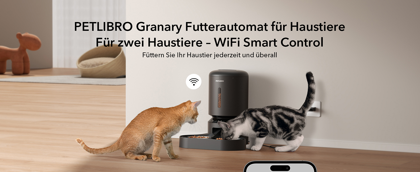Автоматичний дозатор корму для котів та собак PETLIBRO 5L з Wi-Fi, сенсором низького рівня корму та керуванням через додаток