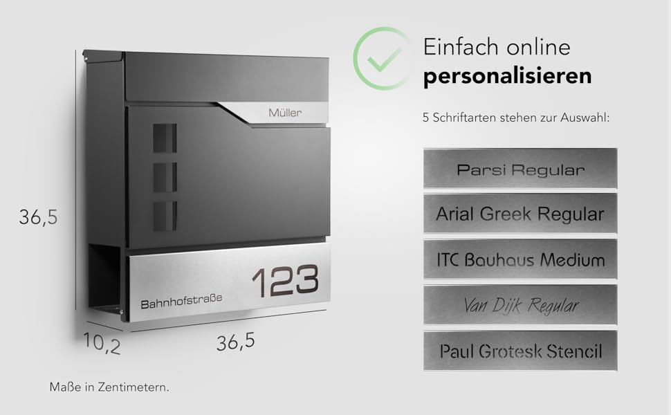 Поштовий ящик Oslo Anthrazit RAL7016 з газетницею та гравіюванням (без гравіювання) - вуличний, з нержавіючої сталі, стійкий до корозії та УФ-випромінювання