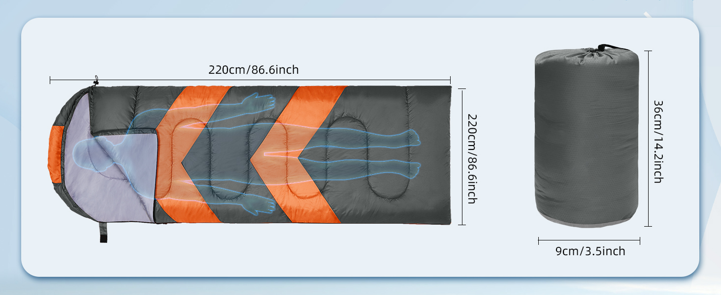 Zusentee 4-Season Sleeping Bag - Waterproof, Lightweight, Ultralight for Adults & Kids - Camping, Hiking, Travel