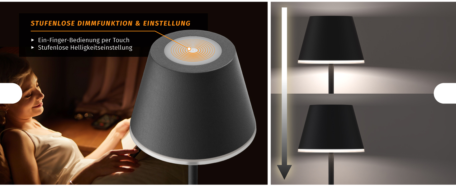 Світлодіодний акумуляторний настільний світильник Brandson з димером та 3 режимами світла (рожевий, чорний набір 3 шт.) - LED лампа на стіл, нічник, для читання, для дому та вулиці