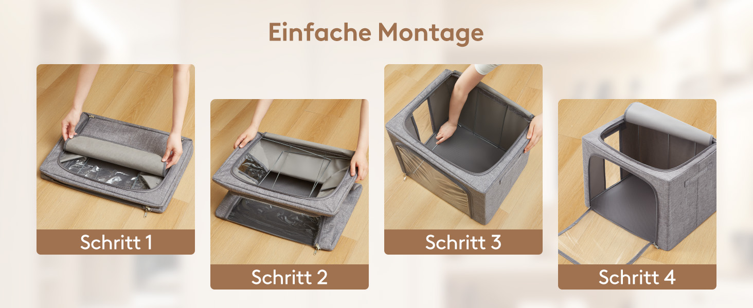 Коробка для зберігання одягу Lifewit з кришкою, металевий каркас, з ручками та вікном, сіра (2 шт., 75л)