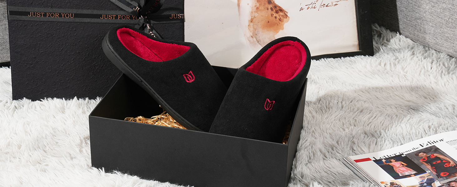 Тапочки для дому WateLves з Memory Foam для жінок та чоловіків, чорні, 46/47 EU