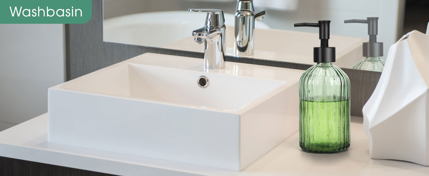 Скляні дозатори для мила Topsky (2 шт.), 400 мл, з чорною помпа, для кухні та ванної кімнати, ідеально для мила, лосьйонів та ефірних олій (оливковий зелений)