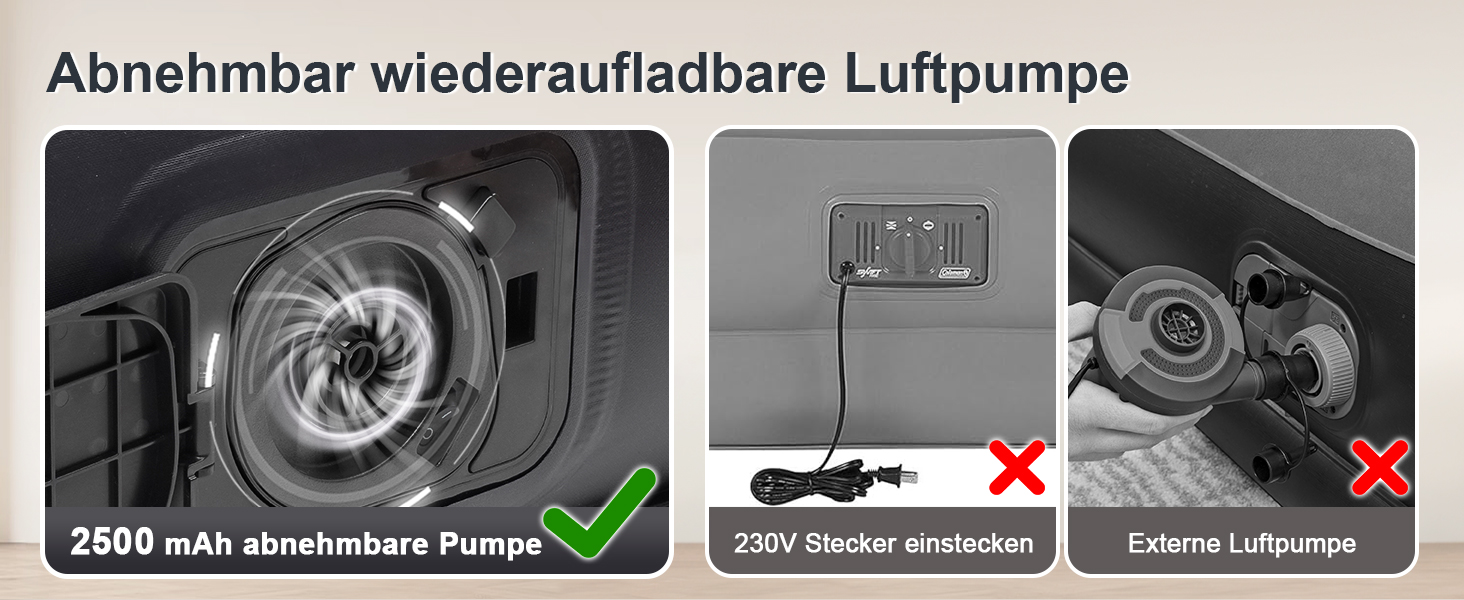 Надувне ліжко для двох осіб з електричним насосом, самонадувна, 198x152x25 см, блакитний колір