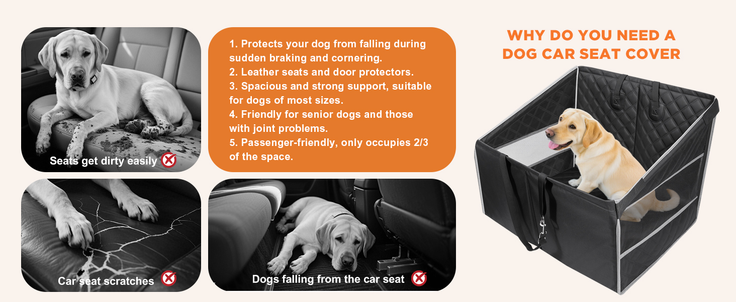 Автокрісло для собак Gimars - великі та середні породи, водонепроникне, безпечне, з ременями, сітчасті вікна