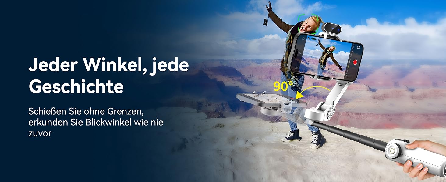 Стабілізатор для iPhone та Android з 3-осьовою стабілізацією та OLED-дисплеєм, 7.8