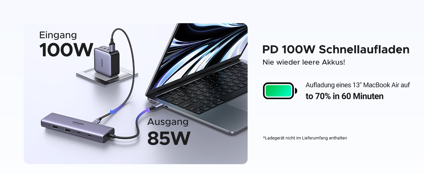 Хаб UGREEN Revodok 109 USB-C з HDMI 4K 60Hz, PD 100W, Gigabit Ethernet, SD/TF, 2xUSB-C, 2xUSB-A - сумісний з iPhone, MacBook, iPad, Surface, Galaxy