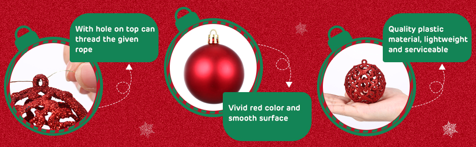 Новорічні кулі 50 шт. 3/4/6 см, блискучі кулі для прикраси ялинки, пластикові, червоні