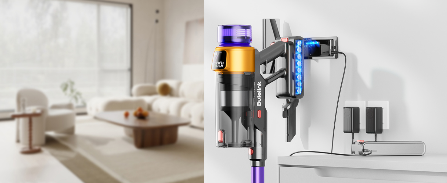 Бездротовий акумуляторний пилосос 50000Pa/600W/65 хвилин, 1,8L з OLED-дисплеєм. Вертикальний пилосос без перекручування шнура, 8-шарова фільтрація, підходить для твердих підлог, килимів та шерсті тварин