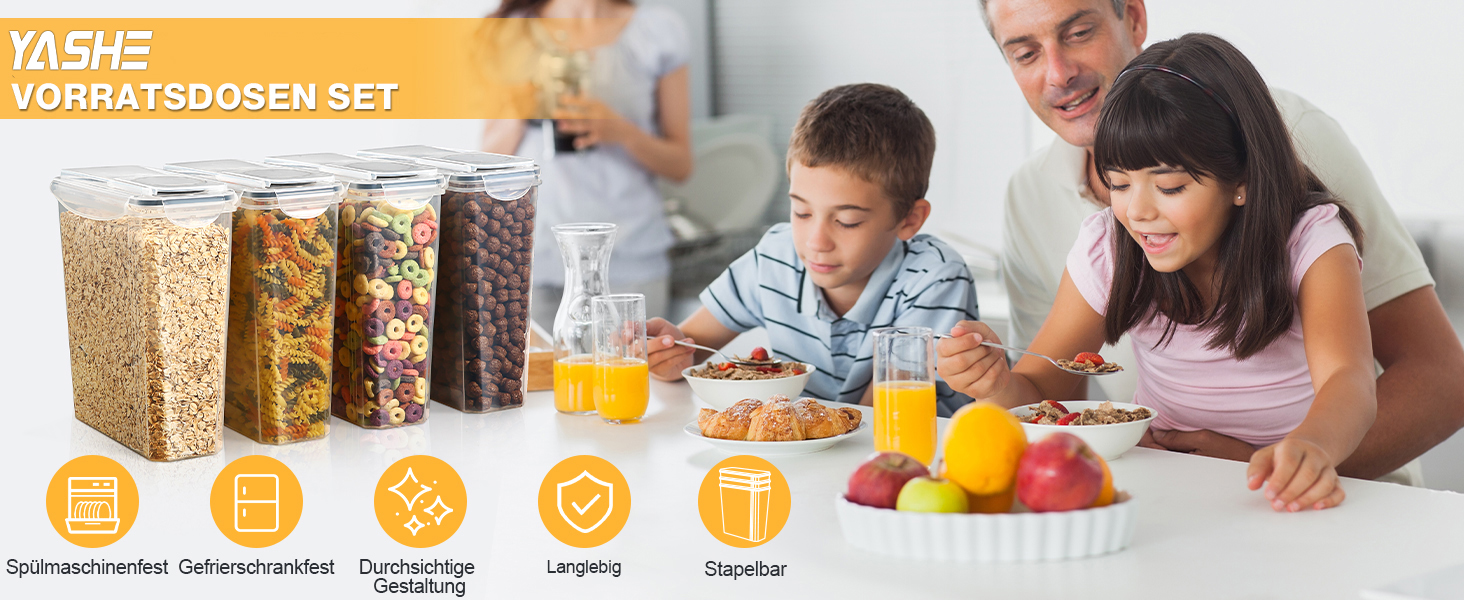Набір контейнерів для зберігання YASHE 6 шт., 3.7L, герметичні, BPA-free, для кухні