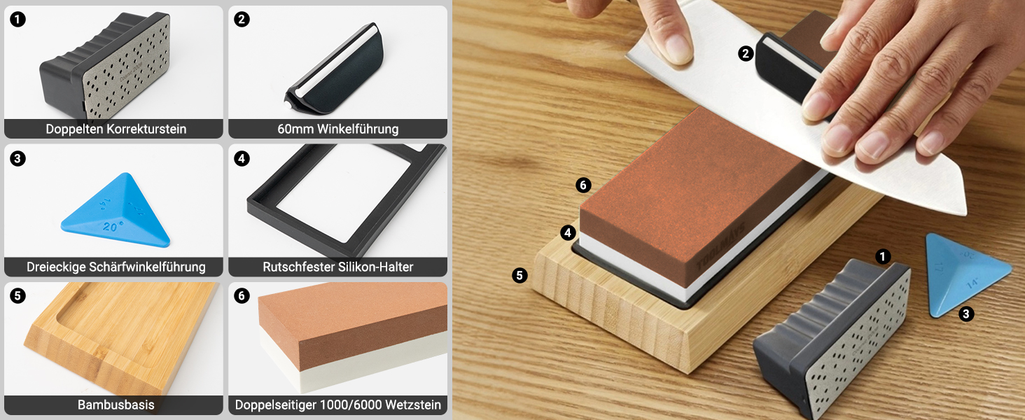 Набір точильного каменю Schleifstein 400/1000 та 1000/6000 з підставкою, для заточування ножів, японський точильний камінь