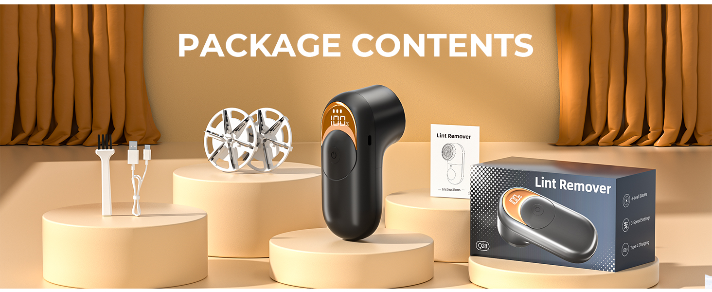 Електричний видалення ворсу з одягу - портативний бездротовий прилад з LED-дисплеєм (чорний)