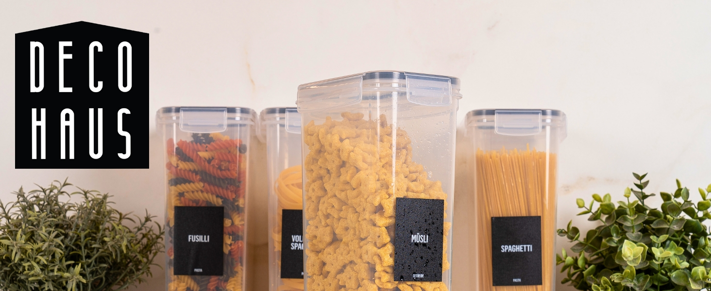 Набір контейнерів для зберігання Deco haus® 24 шт. з кришкою, герметичні - для кухні, продуктів, організації - для борошна, макаронів, мюслі