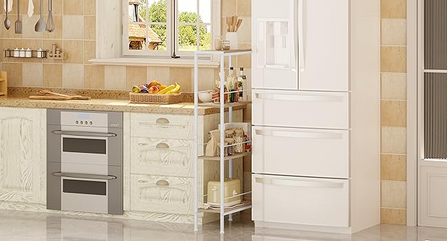 WOLTU 4-Tier Corner Shelf - White Oak & White Finish