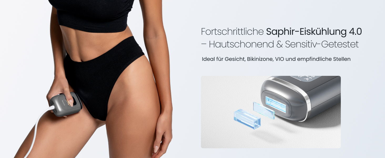 Пристрій для епіляції IPL 22J для жінок, 78W з охолодженням сапфіром 4°C, безболійна та постійна епіляція вдома, для бікіні, обличчя, пахв, легкий та потужний для подорожей (чорний)