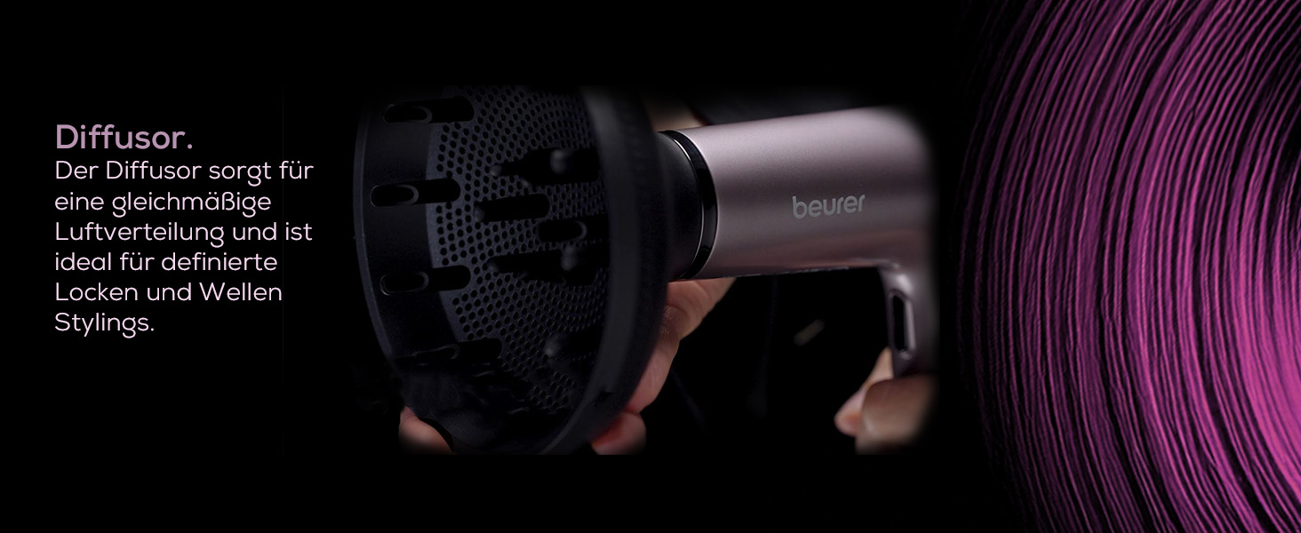 Фен Beurer HC 100 Excellence: потужний цифровий мотор, швидке сушіння, іонізація, дифузор, тиха робота