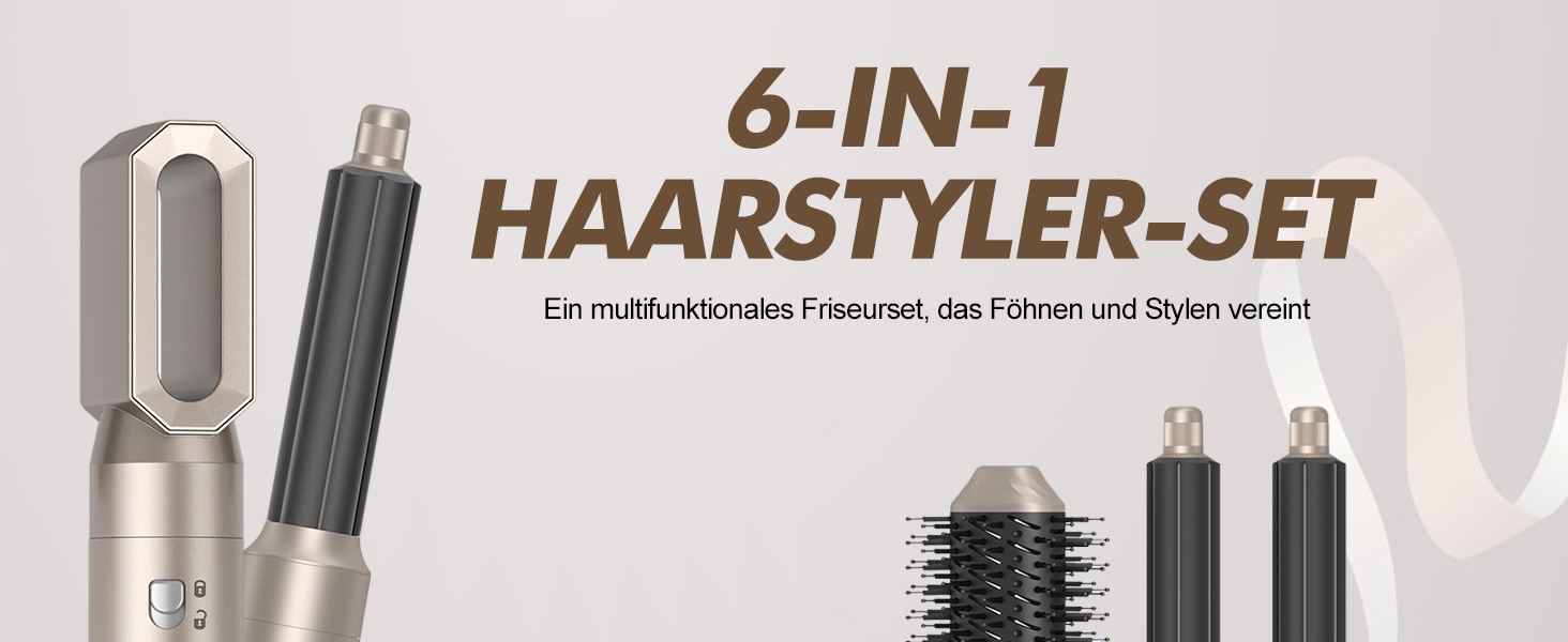 Airstyler 5 в 1: Фен-щітка, плойка, стайлер для волосся 1000W, золотий