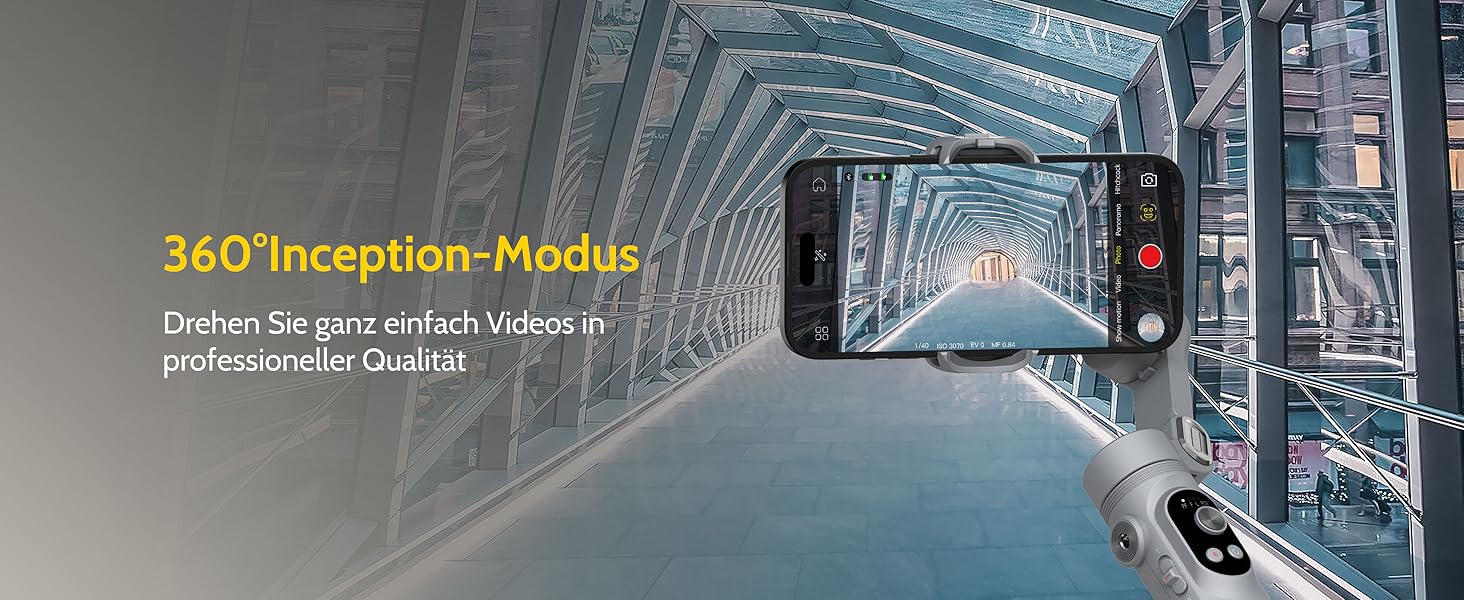 Стабілізатор для смартфона AOCHUAN з 3 осями, з функцією розпізнавання облич, вбудованим світлом, 1/4