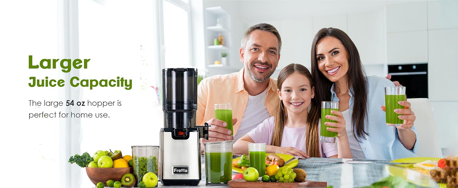 Шнекова соковижималка Fretta Slow Juicer з нержавіючої сталі для овочів та фруктів, сіра