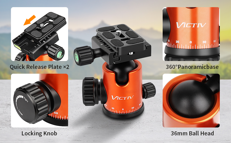 Штатив для камери VICTIV 203 см: алюмінієвий, для Canon, Nikon, Sony, з кульковою головкою та сумкою, до 15.4 кг
