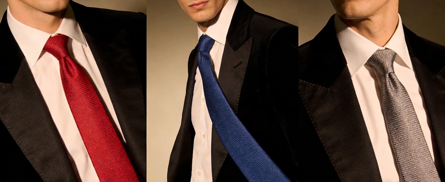 Набір краваток чоловічий DiBanGu з шовковим смугастим та клітинчастим візерунком, з кишеньковим хустинкою, краватковою застібкою та манжетонами (синій та золотий)