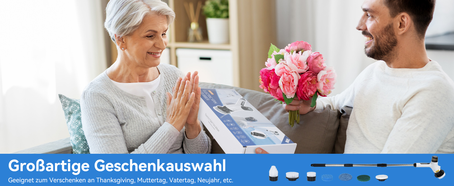 Електрична щітка для прибирання OTRAKI з 7 насадкоми: для ванної, кухні, плитки, авто