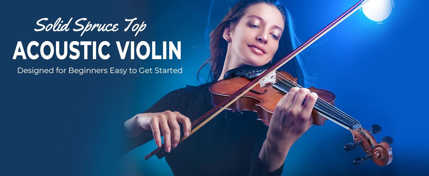 Скрипка Vangoa 4/4 з масиву дерева, набір для початківців, акустична, з кейсом, підставкою, смолою, струнами, інструкцією, демпфером, наклейками для нот, для дорослих, дітей та підлітків