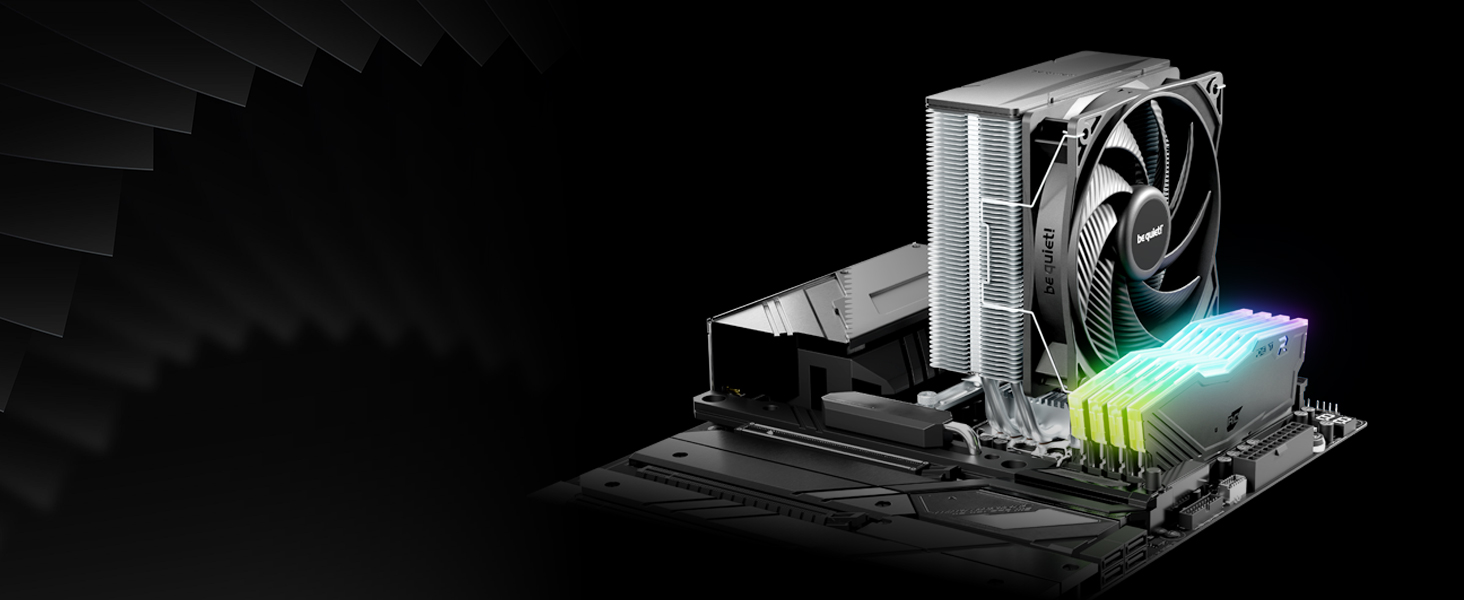 be quiet! Pure Rock 3 Black - повітряний кулер для ПК з високою продуктивністю, 4 теплові трубки HDT, вентилятор Pure Wings 3 120mm PWM, встановлена монтажна планка