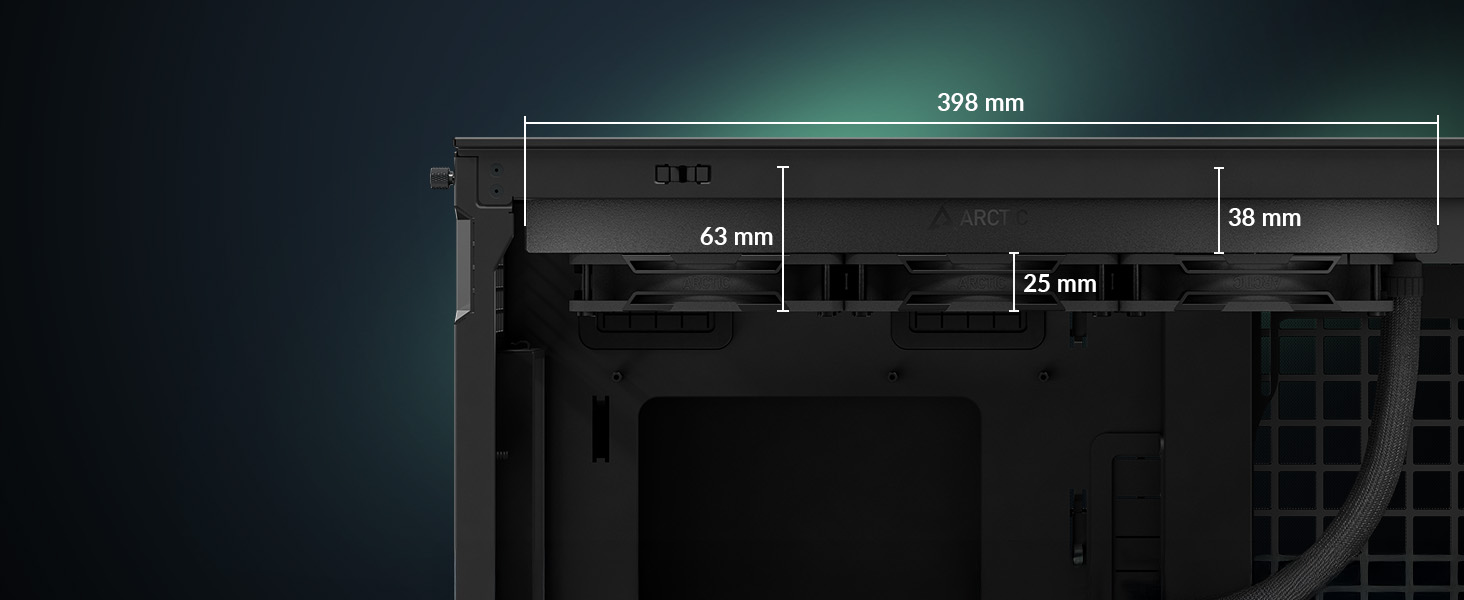 ARCTIC Liquid Freezer III Pro 360 - Світлодіодна рідинна система охолодження ПК, AIO, 3x120 мм, радіатор 38 мм, PWM-насос, вентилятор VRM, AMD AM5/AM4, Intel LGA1851/1700, чорний