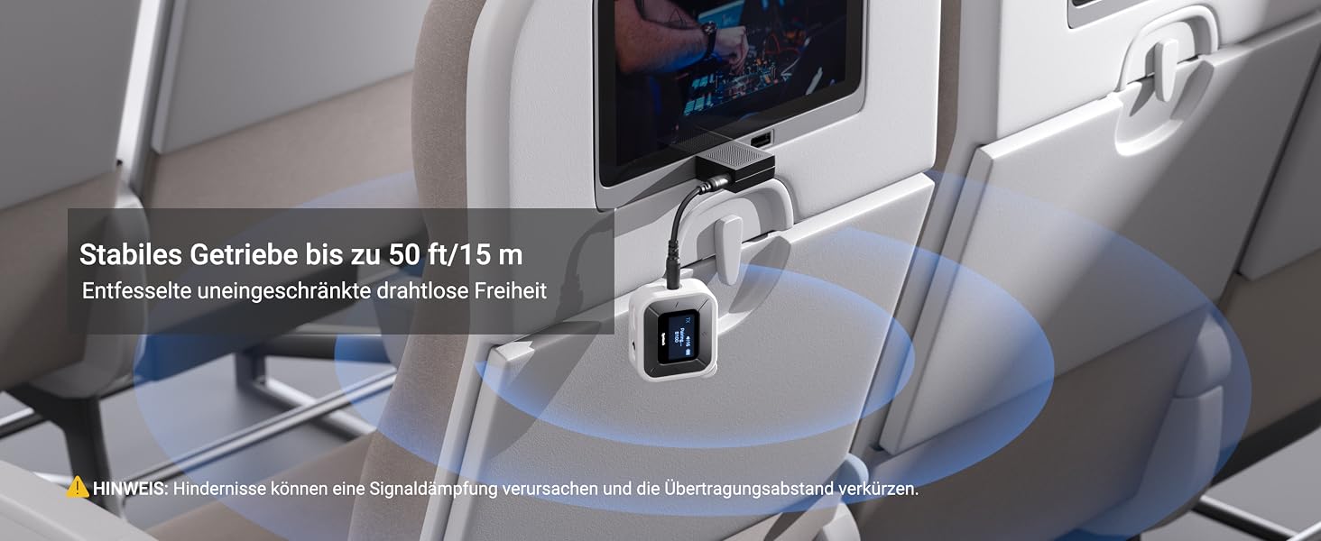 Bluetooth-трансмітер та ресивер Syntech 5.3 з LED-дисплеєм, адаптер 3.5 мм AUX для літака, авто та навушників AirPods, низька затримка, Dual Link, білий
