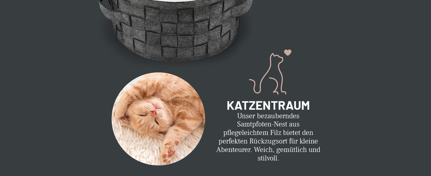 Котяче ліжко ReaVET Samtpfoten Nest - м'яке та зручне гніздо для котів з подушкою, тепле та пухнасте, з фетру