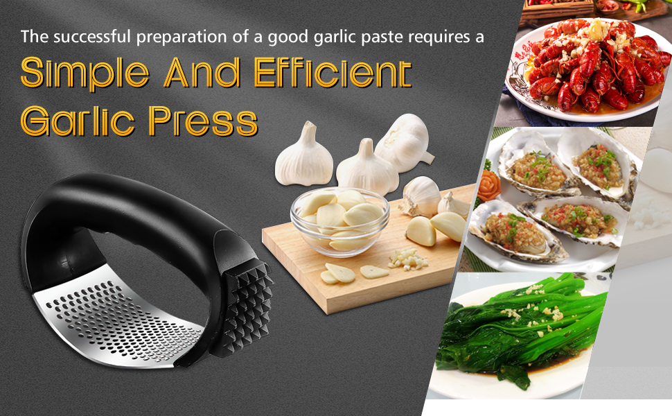 Прес для часнику Wippe з нержавіючої сталі, багатофункціональний, з очищувачем та щіткою для чищення. Підходить для часнику, імбиру та іншого. Можна мити в посудомийній машині.