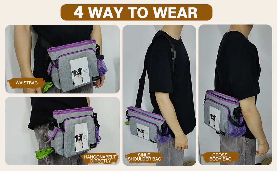 Сумка для ласощів для собак під час тренувань, без рук. Велика сумка для корму з багатьма кишенями, вбудований диспенсер для фекалій та фотосумка, для походів, подорожей на відкритому повітрі